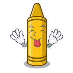 Canvas Print - Tongue out yellow crayon isolated in the mascot