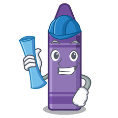 Poster - Architect purple crayon in the cartoon shape