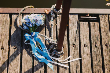 flowers on a bench