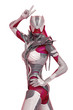 © DM7 - red alien female on white background