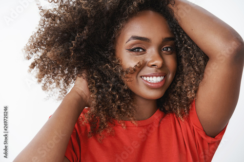 Close Up Shot Of Carefree Relaxed And Tender African American