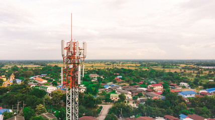 Signal tower in city