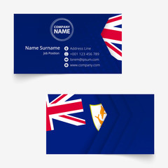 Wall Mural - Anguilla Flag Business Card, standard size (90x50 mm) business card template.