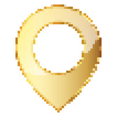 Wall Mural - gold map pointer in pixel art design. vector illustration.