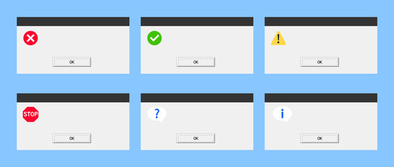 Wall Mural - Error message, warning windows and system information dialog box
