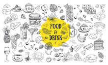 Vector Set With Food And Drink Hand Drawn 