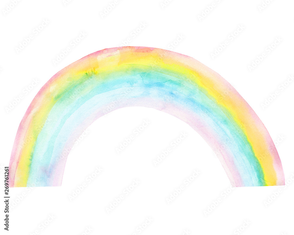 Watercolor hand drawn rainbow isolated on white background Stock ...