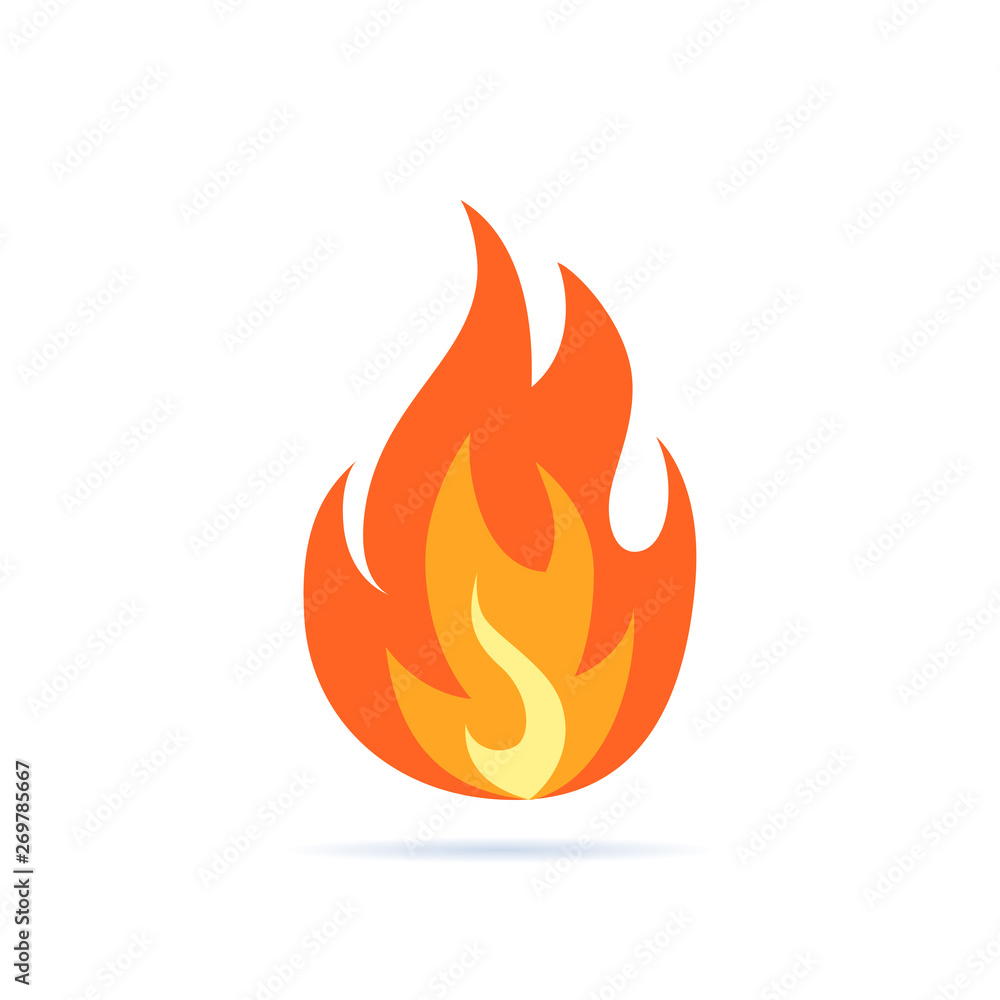 Simple vector flame icon in flat style - obrazy, fototapety, plakaty 