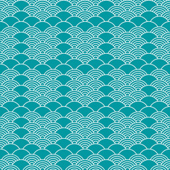 Wall Mural - Seamless pattern in chinese style. Turquoise oriental background.