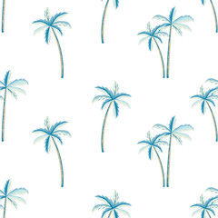 Wall Mural - Vector seamless pattern of palm tree,  white background