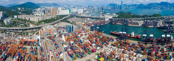 Canvas Print - Kwai Chung Cargo Terminal in Hong Kong