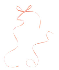 Wall Mural - pink ribbon curl isolated on white background. pink ribbon bow and curl isolated on white background