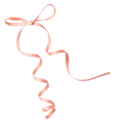 Wall Mural - pink ribbon curl isolated on white background. pink ribbon bow and curl isolated on white background