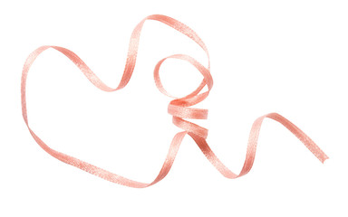 Wall Mural - Pink ribbon curl isolated on white background. Pink ribbon bow and curl isolated on white background