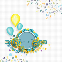 Wall Mural - frame for birthday photos. celebration of kid's birthday. painted birthday decorations on colorful b