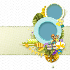 Wall Mural - frame for birthday photos. celebration of kid's birthday. painted birthday decorations on colorful b