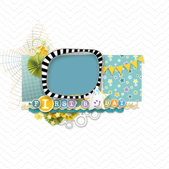 Wall Mural - frame for birthday photos. celebration of kid's birthday. painted birthday decorations on colorful b