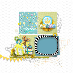 Wall Mural - frame for birthday photos. celebration of kid's birthday. painted birthday decorations on colorful b