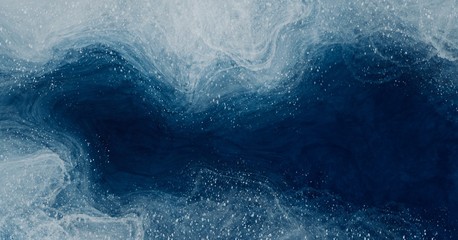 Wall Mural - abstract watercolor paint background navy blue and white flicks with liquid fluid texture for backgr
