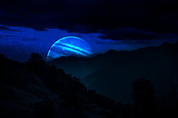 Wall Mural - planet earth, saturn and jupiter in a cosmic cloud - elements of this image furnished by nasa