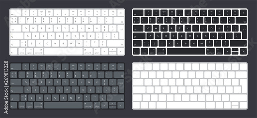 Fotomural Vector Set of Modern Computer Desktop Laptop Keyboard Keypad Buttons