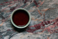One Chinese Black Tea Cup Marble Background Nobody 