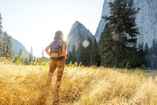 Happy Hiker Visit Yosemite National Park In California