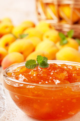 Canvas Print - apricot jam in a glass bowl