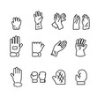 gloves line icon set