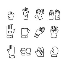 Gloves Line Icon Set