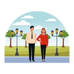 Poster - couple avatar cartoon character vector illustration