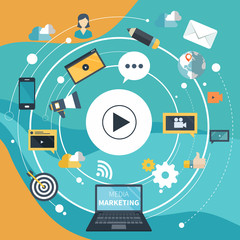 Wall Mural - media marketing concept. flat vector illustration.