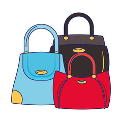 Sticker - women fashion bag cartoon isolated blue lines