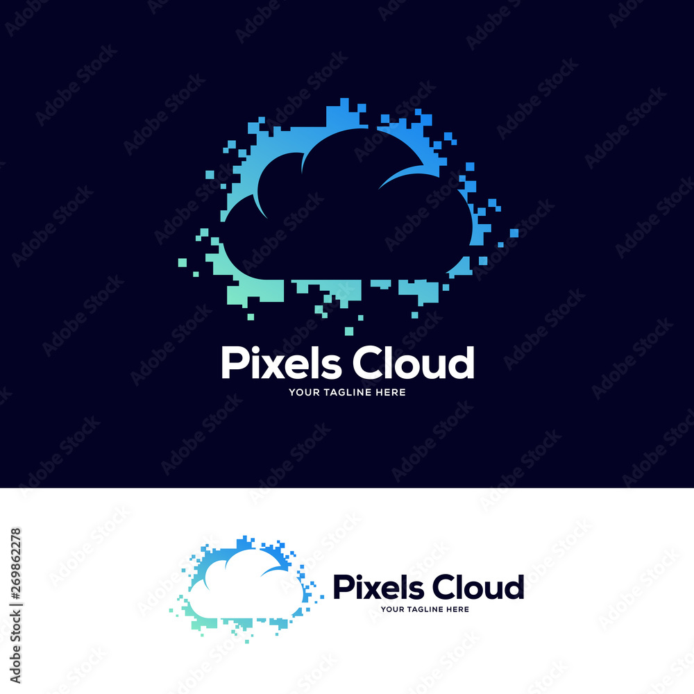 pixels cloud logo design template, tech logo designs concept Stock ...