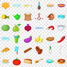 Cooking Icons Set. Cartoon Style Of 36 Cooking Vector Icons For Web For Any Design