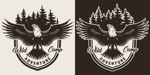 Wall Mural - vintage monochrome camping print