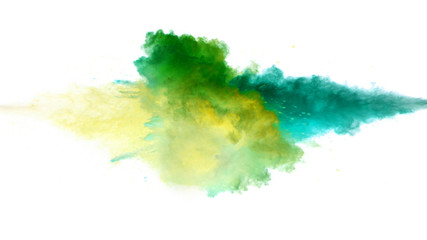 Wall Mural - Collision of colored powder isolated on white