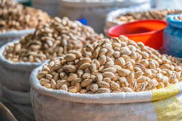 Dried food products sold at the Chorsu Bazaar in Tashkent