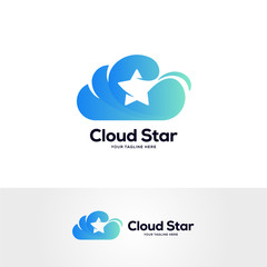 Wall Mural - cloud star logo design template, smart learning logo designs