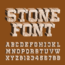 Cracked Stone Alphabet Font. 3D Damaged Letters And Numbers. Stock Vector Typescript For Your Typography Design.