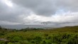 Panorama Blick auf den Nebel über der Küste mit Felsen Wiesen und Weiden an der Westküste - Atlantikküste von Irland