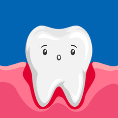 Illustration of sick tooth with inflamed gums.