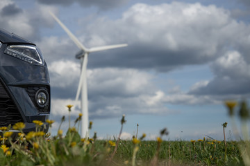 windmill alternative generator nature car