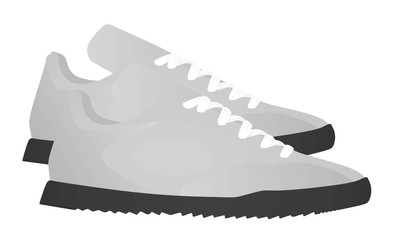 Poster - Grey canvas sneakers. vector illustration