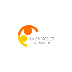 Wall Mural - Isolated union illustration. Friendly people holding hands logo. Collaboration logotype. Human vector icon.