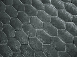 Wall Mural - Leather stitched hexagon or honecomb black shiny texture