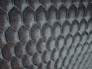 Wall Mural - Leather stitched hexagon or honecomb black shiny texture