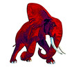 Charging Red Elephant - Stylized Distressed