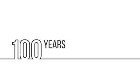 100 years anniversary or birthday. linear outline graphics. can be used for printing materials, brou