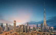 Amazing Panoramic View On Dubai Futuristic Skyline, Downtown Dubai, United Arab Emirates